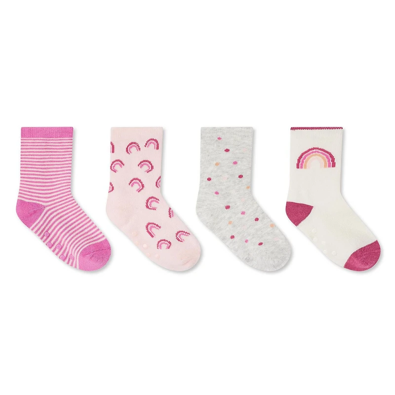Lot de 4 paires de mi-chaussettes antidérapantes George pour bébés filles Tailles 0-11 mois