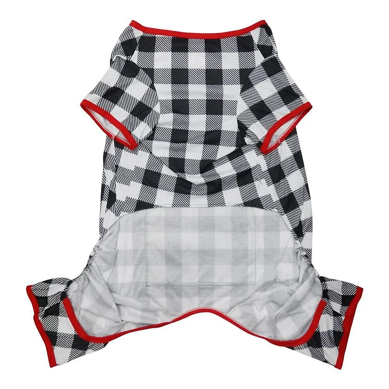 Way to Celebrate Vêtements pour chiens: Pyjama en jersey pour chiens, carreaux noir et blanc avec une sérigraphie de pattes