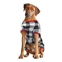 Way to Celebrate Vêtements pour chiens: Pyjama en jersey pour chiens, carreaux noir et blanc avec une sérigraphie de pattes