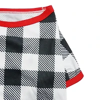 Way to Celebrate Vêtements pour chiens: Pyjama en jersey pour chiens, carreaux noir et blanc avec une sérigraphie de pattes