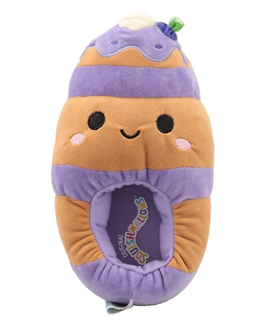 Girls Paden Blueberry Pancake Squishmallows plush slippers., Available in Sizes: S(11/12), M(13/1), L(2/3)