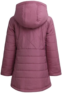 Reebok Girls' Long Stretch Reversible Puffer Coat,