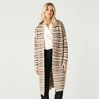 Devoted Long Sleeve Midi-Length Open-Front Cardigan