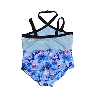 Justaucorps fleuri bleu glacier Justice Girls avec chouchou