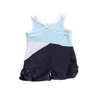 Justice Girls Ice Blue Black Leotard With Scrunchie