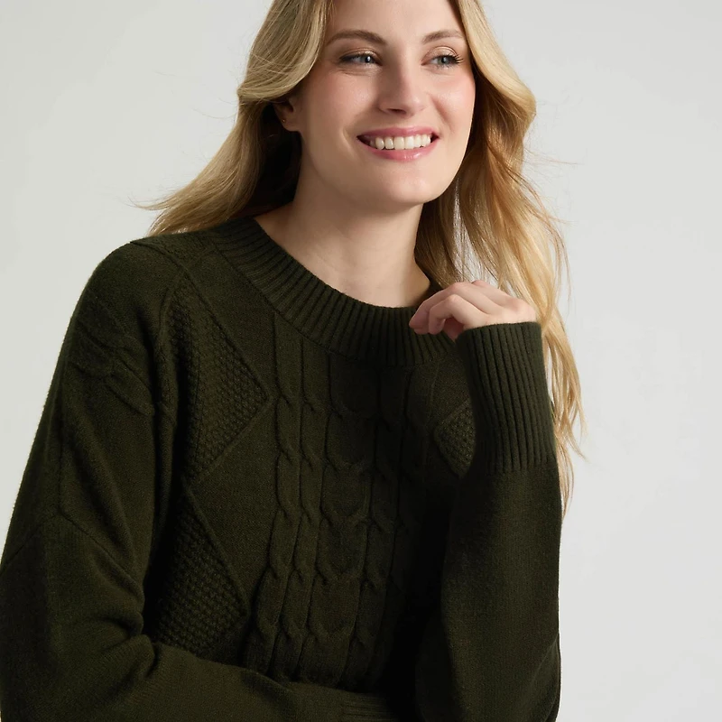 Mexx Women’s Cable Knit Mock Neck Sweater, XS-XL