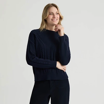 Mexx Women’s Crew Neck Mix Cable Sweater , XS-XXL
