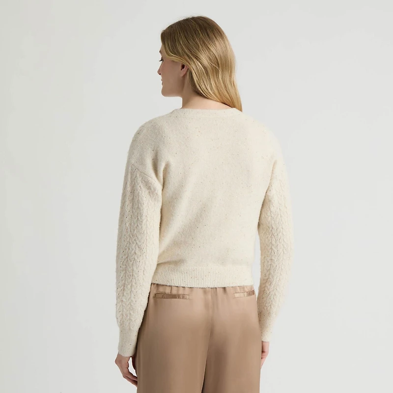 Mexx Women’s Sequin Cable Knit Cardigan and Tank Top Set