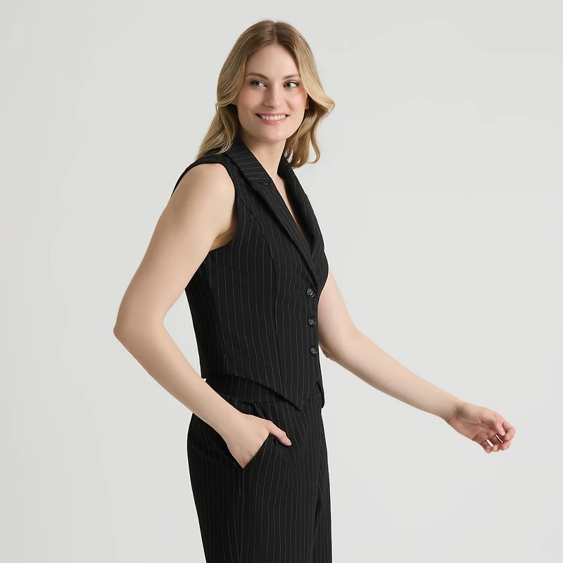 Mexx Women’s Pinstripe Stretch Knit Vest, XS-XXL
