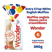 Wonder White English Muffins, 6ct, 412g