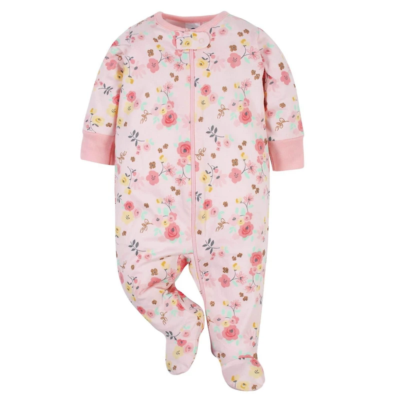 Gerber® Baby Girls' 2-Pack Sleep 'N Play, Pink Floral and Polka Dot Sleepers