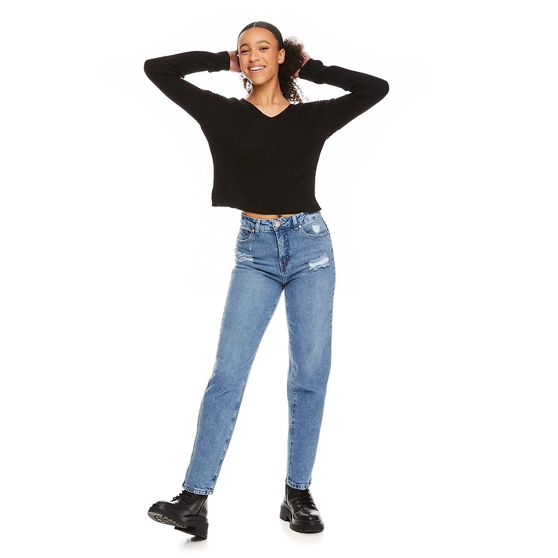 Jean coupe maman No Boundaries pour femmes