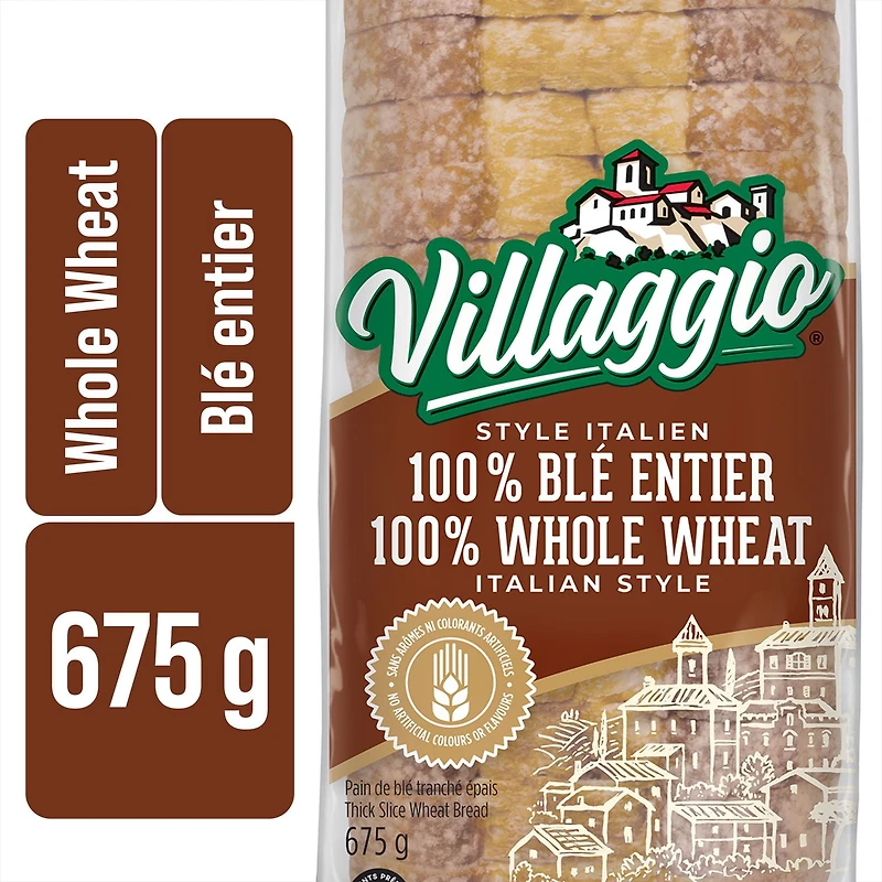 Villaggio®  Italian Style 100% Whole Wheat Thick Sliced Bread