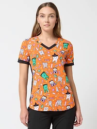 Haut pour femmes de la collection mode Scrubstar, imprimé Sweet Tooth, tailles XS à 3XL