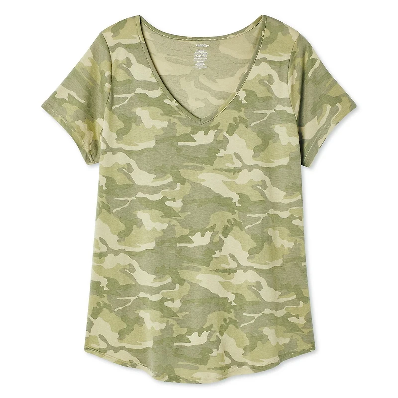 T-shirt à manches courtes avec encolure en V George Plus pour femmes