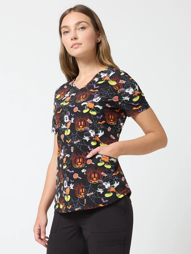Haut pour femmes de la collection mode Scrubstar, imprimé Pumpkin Heads, tailles XS à 3XL