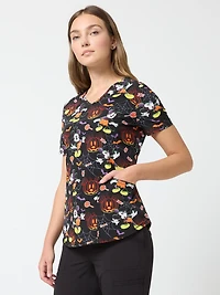 Haut pour femmes de la collection mode Scrubstar, imprimé Pumpkin Heads, tailles XS à 3XL