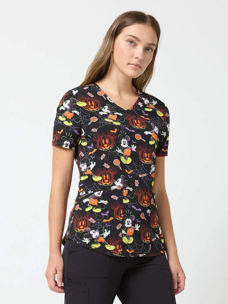 Haut pour femmes de la collection mode Scrubstar, imprimé Pumpkin Heads, tailles XS à 3XL