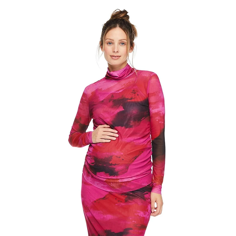 Paisley Sky Maternity Mesh Turtleneck