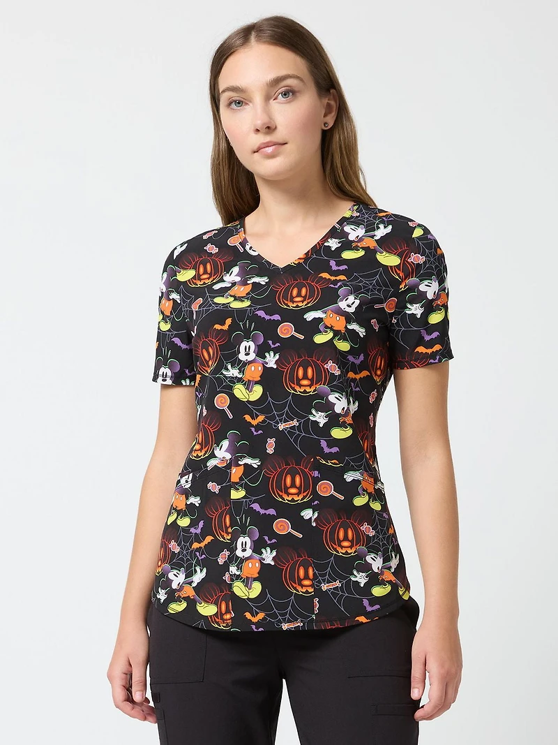 Haut pour femmes de la collection mode Scrubstar, imprimé Pumpkin Heads, tailles XS à 3XL