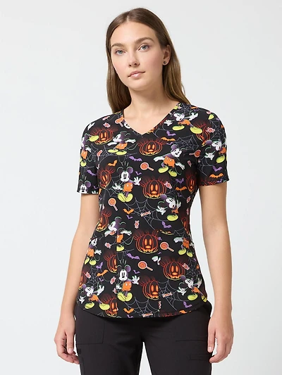 Haut pour femmes de la collection mode Scrubstar, imprimé Pumpkin Heads, tailles XS à 3XL