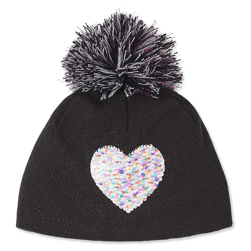 George Girl's Fleece Beanie with Sequins Logo And Lurex Pom