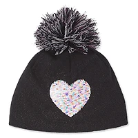 George Girl's Fleece Beanie with Sequins Logo And Lurex Pom