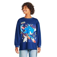 T-shirt en maille à manches longues Sonic le hérisson pour garçons Tailles TP–TG