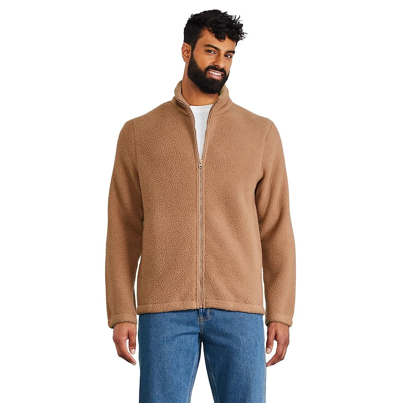 Manteau zippé en fausse peau de mouton George pour hommes