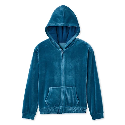 Haut à capuchon zippé en velours George pour filles