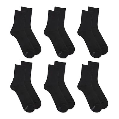 Fruit of the Loom All Day Comfort Cotton Blend Crew Socks for Men, Sizes 6-12 (6 Pack), Cushioned Zone, Moisture Wicking, Odor Control