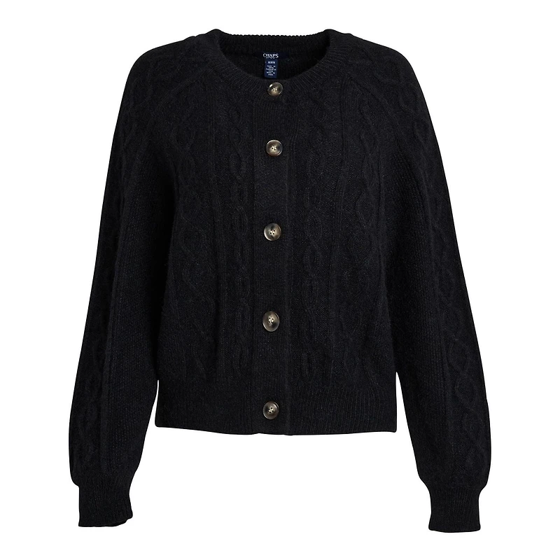 CHAPS CABLE CARDIGAN, SWEATER