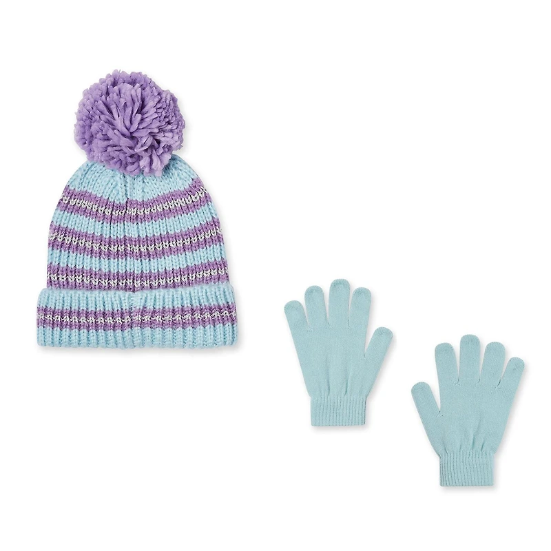 George Girls' Striped Toque and Gloves 2-Piece Set