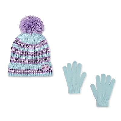 George Girls' Striped Toque and Gloves 2-Piece Set
