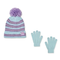 George Girls' Striped Toque and Gloves 2-Piece Set