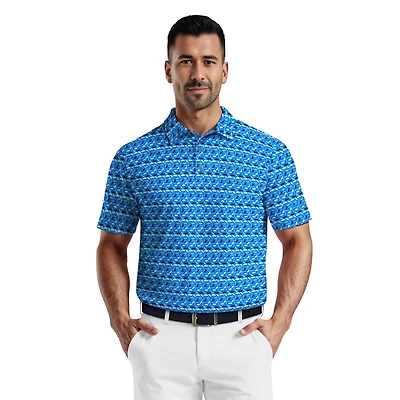 Polo de Golf homme Manches Courtes PGA Tour Course Essentials Imprimé Géo Parapluie PGAT pour