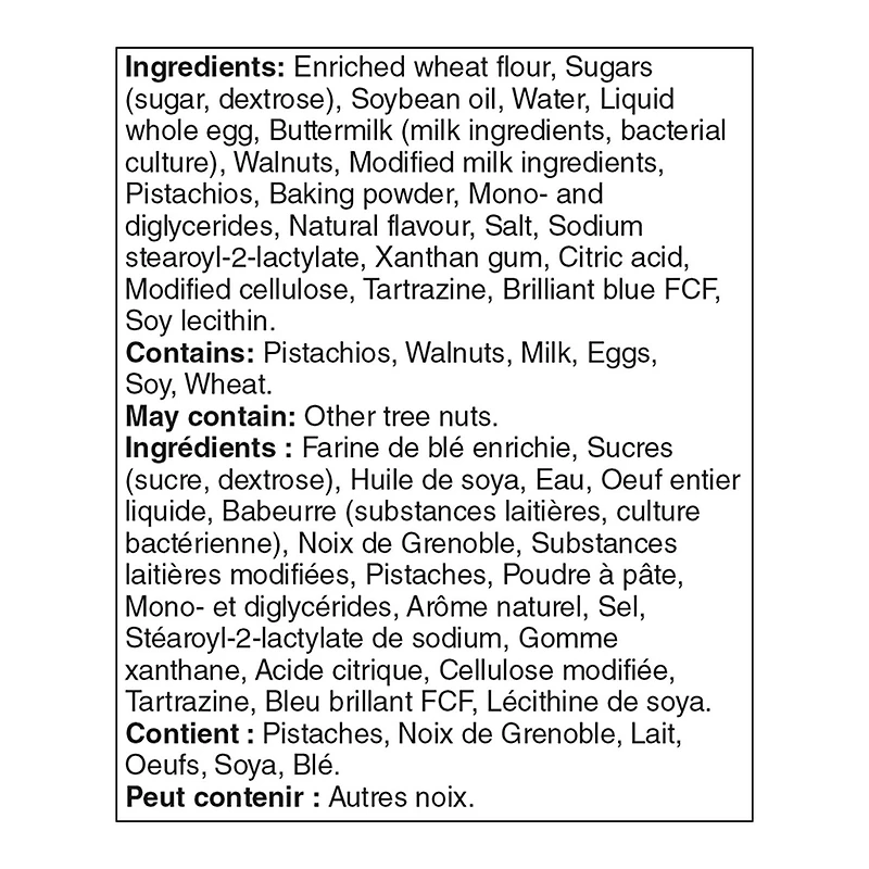 Muffins aux noix de Grenoble et aux pistaches Mon marché fraîcheur 4 muffins, total de 400 g