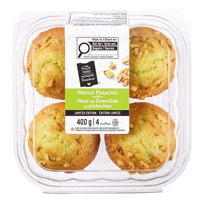 Your Fresh Market Walnut Pistachio Muffins, 4 muffins, 400 g total