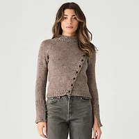 Devoted long sleeve diagonal buttoned sweater