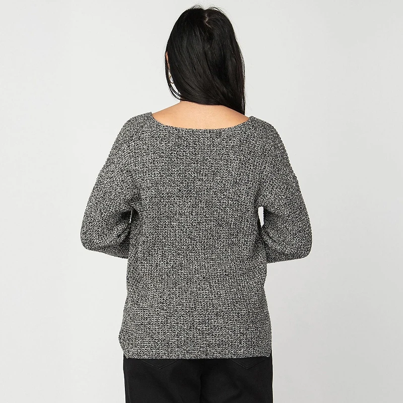 Devoted Long Sleeve Beveled Hem Sweater