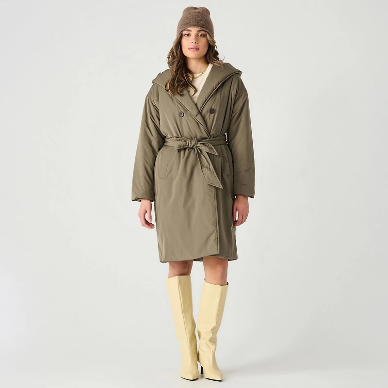 Devoted Trench-coat matelassé à capuche et ceinture