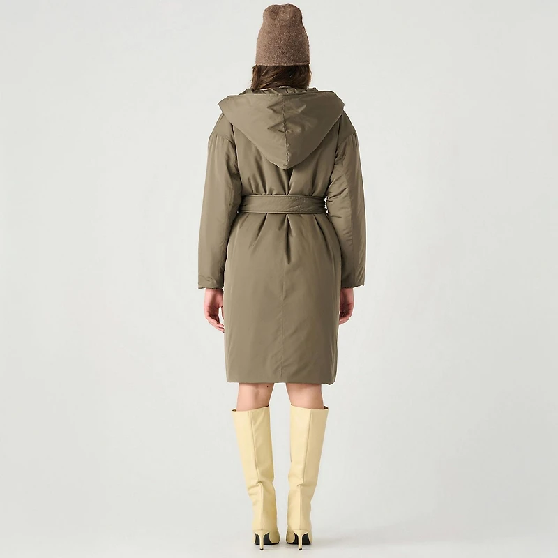 Devoted Trench-coat matelassé à capuche et ceinture