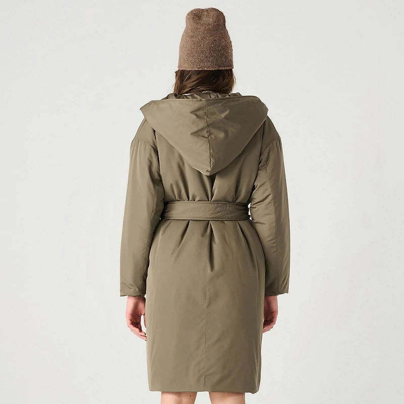 Devoted Trench-coat matelassé à capuche et ceinture