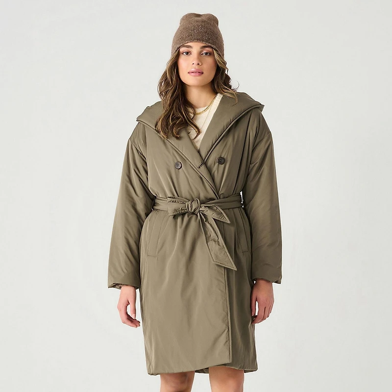 Devoted Trench-coat matelassé à capuche et ceinture