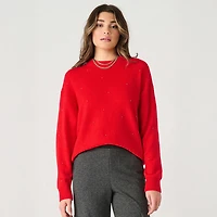 Devoted long sleeve sweater with silver pearl details