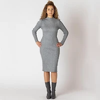 Devoted long sleeve mock neck midi sweater dress
