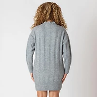 Devoted long sleeve wide rib mock neck sweater dress