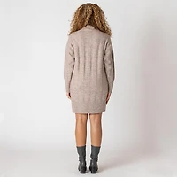 Devoted long sleeve wide rib mock neck sweater dress