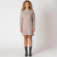 Devoted robe-pull à manches longues, col montant et larges côtes