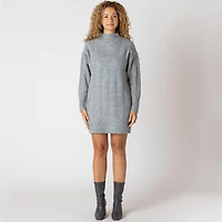 Devoted long sleeve wide rib mock neck sweater dress